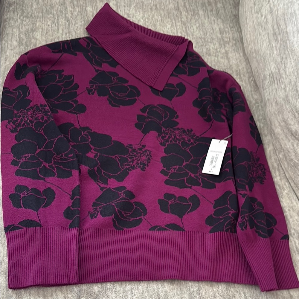 Liz Claiborne Purple and Black Cowl Neck Sweater